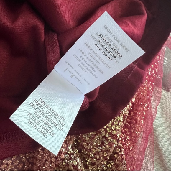 NWT Lulus Ballerina Dream Skater Tutu Dress Glitter Burgundy Gold XL - Picture 14 of 17